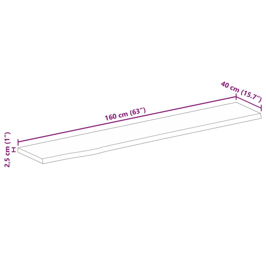 vidaXL Επιφάνεια Τραπεζιού 160x40x2,5 εκ. Live Edge Μασίφ Ξύλο Μάνγκο