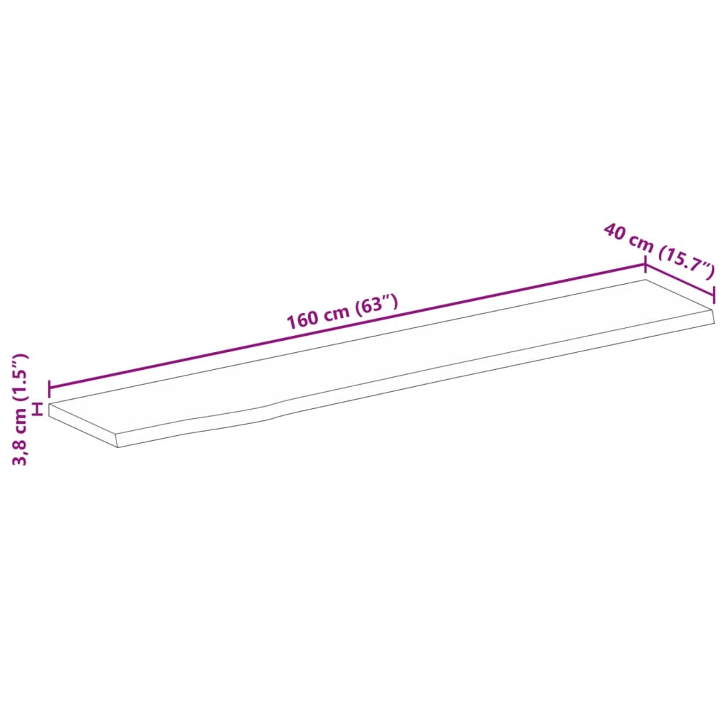 vidaXL Επιφάνεια Τραπεζιού 160x40x3,8 εκ. Live Edge Μασίφ Ξύλο Μάνγκο