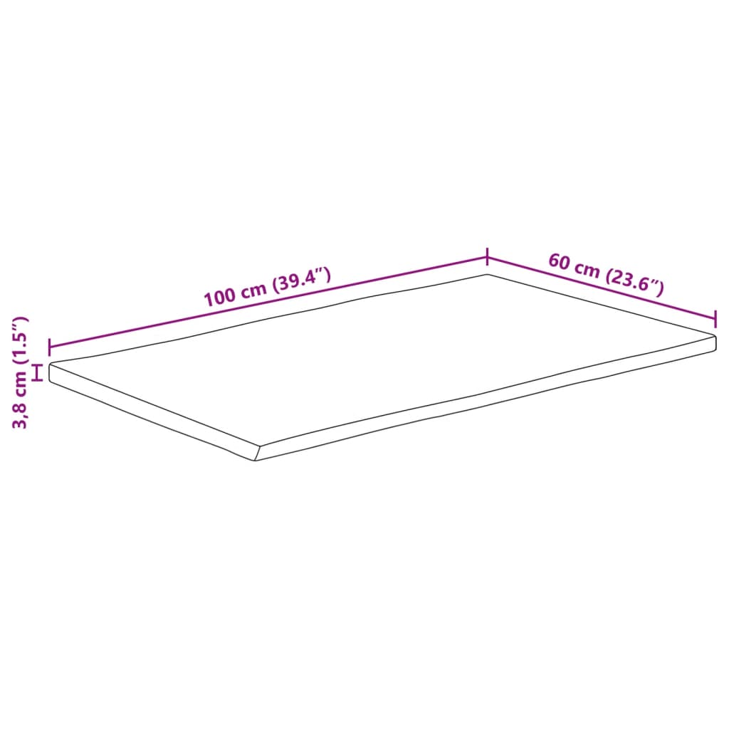 vidaXL Επιφάνεια Τραπεζιού 100x60x3,8 εκ. Live Edge Μασίφ Ξύλο Μάνγκο