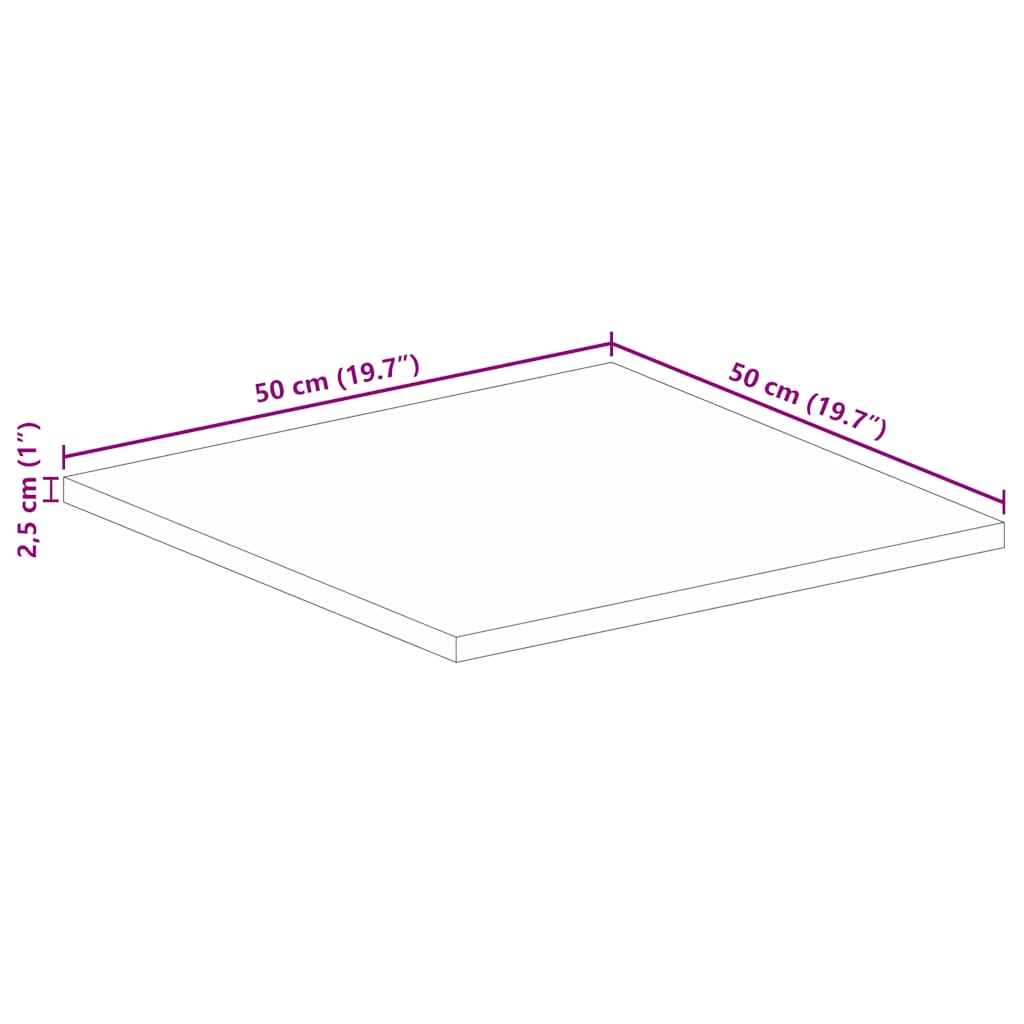 vidaXL Επιφάνεια Τραπεζιού Τετράγωνη 50x50x2,5 εκ. Μασίφ Ξύλο Ακακίας