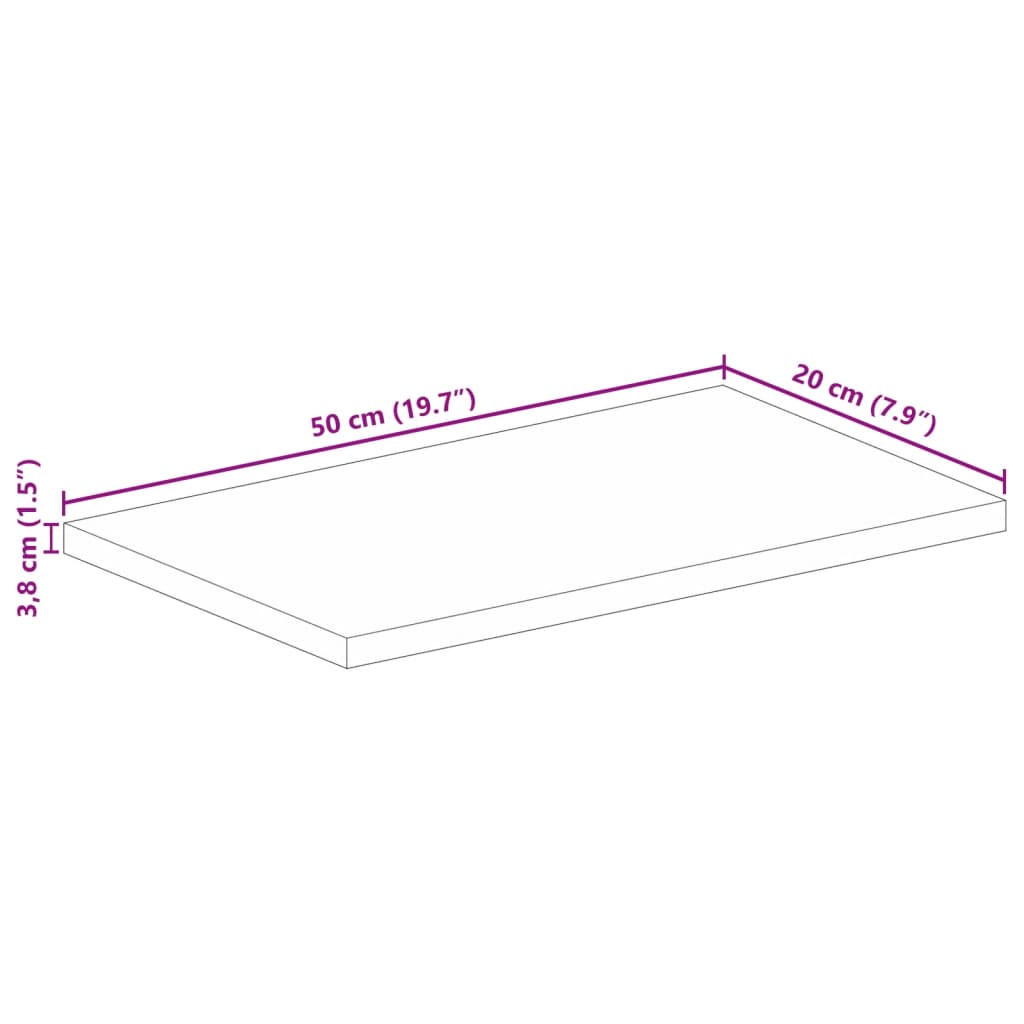 vidaXL Επιφάνεια Τραπεζιού Ορθογώνια 50x20x3,8 εκ. από Μασίφ Ξύλο Ακακίας