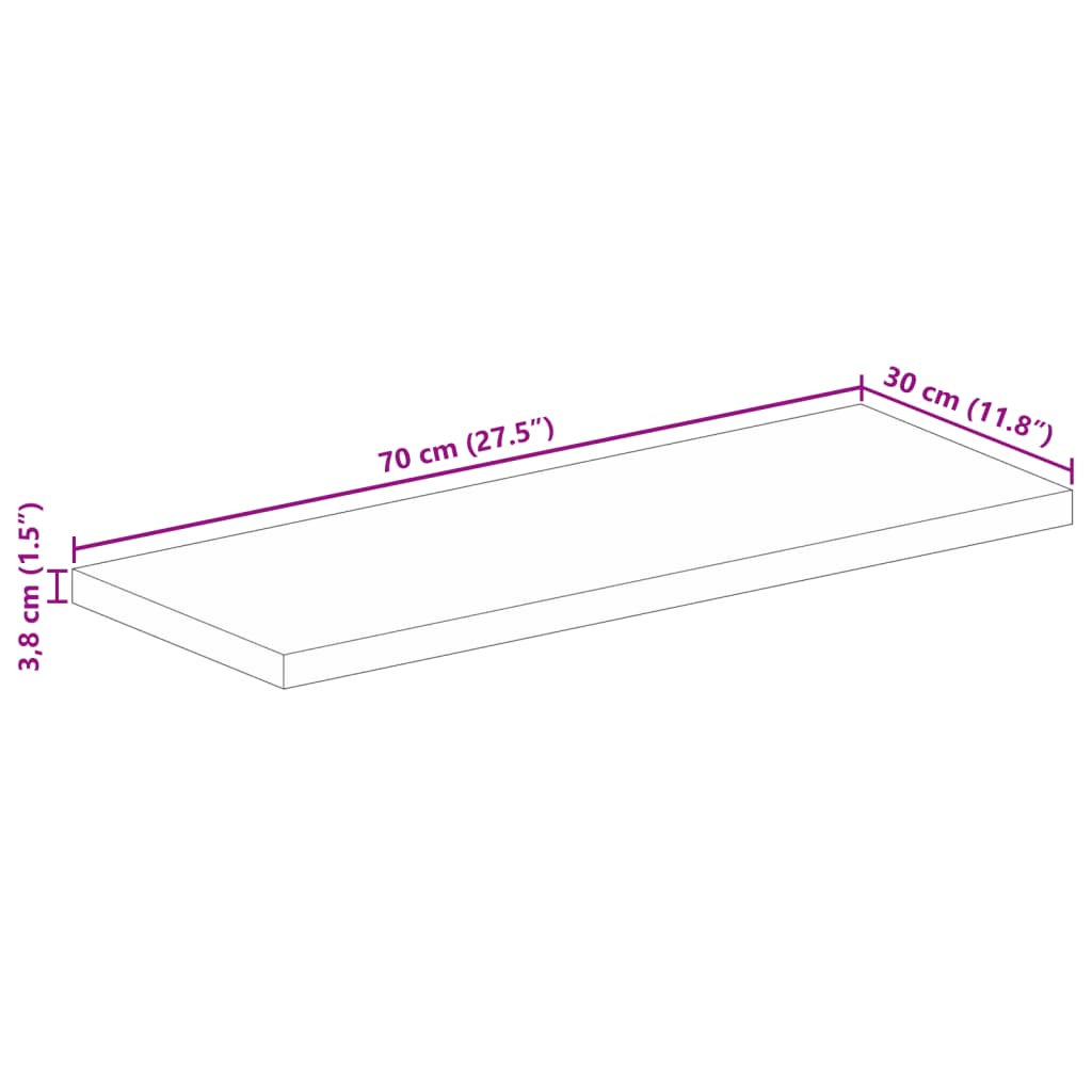 vidaXL Επιφάνεια Τραπεζιού Ορθογώνια 70x30x3,8 εκ. από Μασίφ Ξύλο Ακακίας