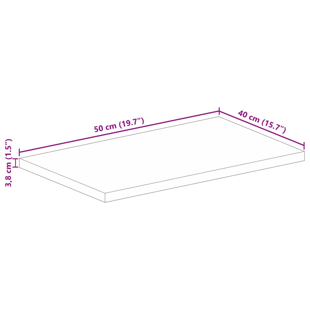 vidaXL Επιφάνεια Τραπεζιού Ορθογώνια 50x40x3,8 εκ. από Μασίφ Ξύλο Ακακίας