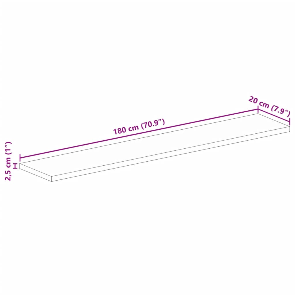 vidaXL Επιφάνεια Τραπεζιού Ορθογώνια 180x20x2,5 εκ. Μασίφ Ξύλο Ακακίας