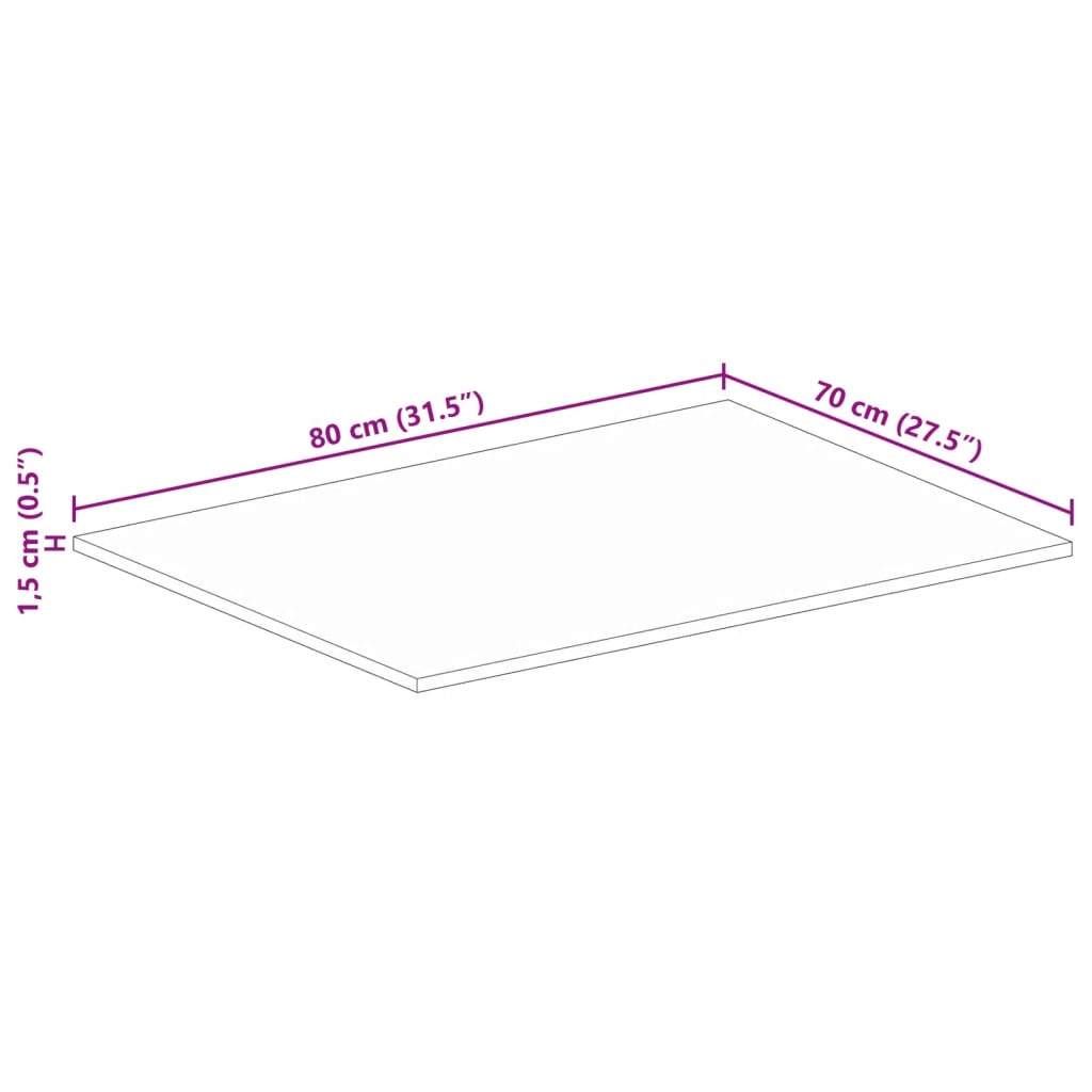 vidaXL Επιφάνεια Τραπεζιού Ορθογώνια 80x70x1,5 εκ. Μασίφ Ανακυκλ. Ξύλο