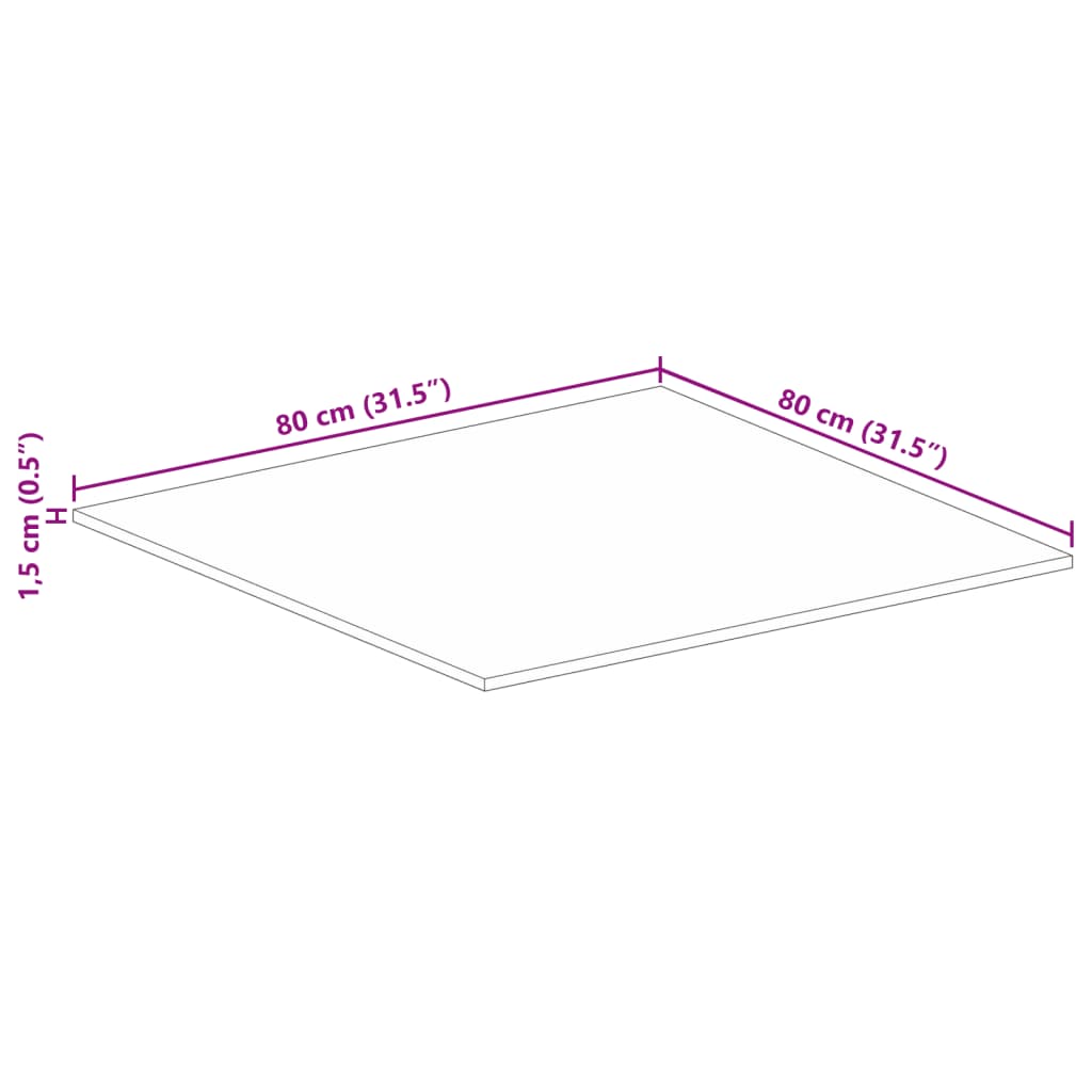 vidaXL Επιτραπέζιο 80x80x1,5 cm τετράγωνο στερεό ξύλο αναγεννημένο