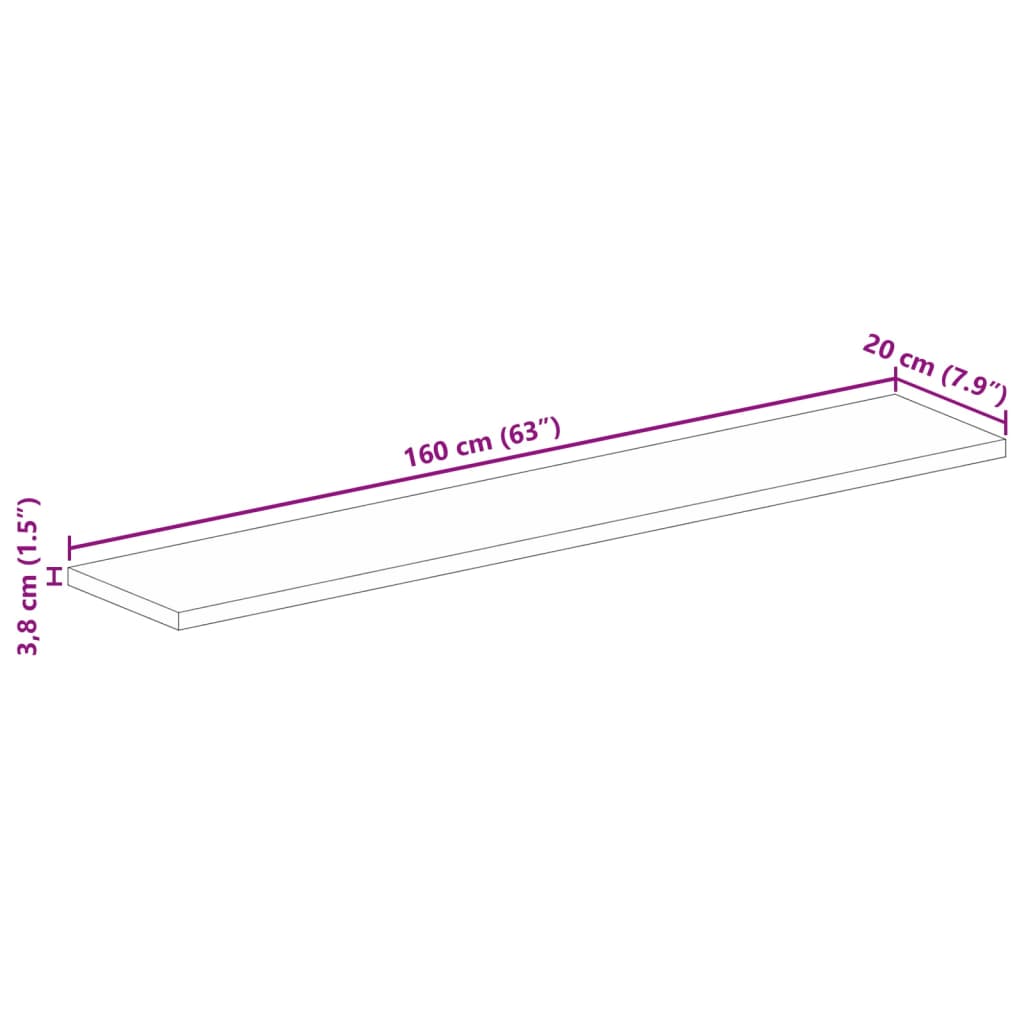 vidaXL Επιφάνεια Τραπεζιού Ορθογώνια 160x20x3,8 εκ. Μασίφ Ξύλο Ακακίας