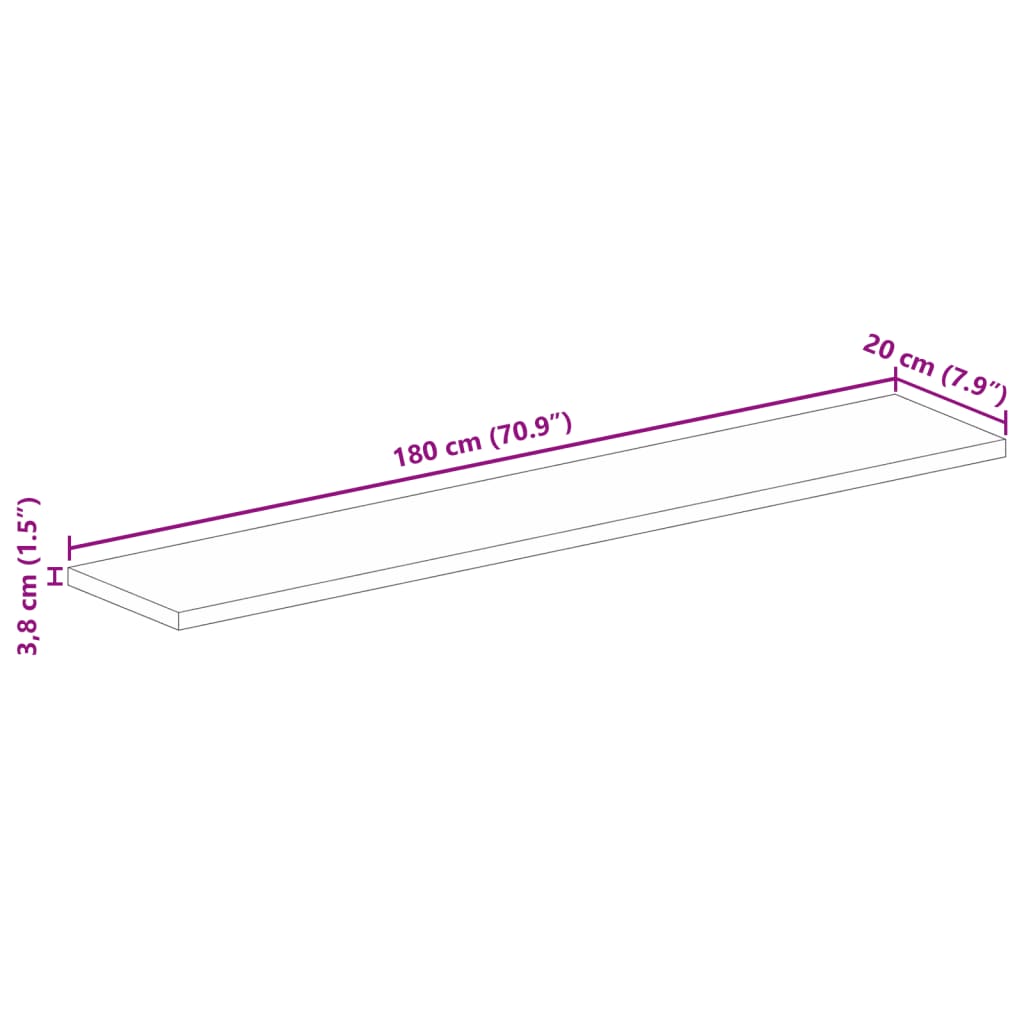 vidaXL Επιφάνεια Τραπεζιού Ορθογώνια 180x20x3,8 εκ. Μασίφ Ξύλο Ακακίας