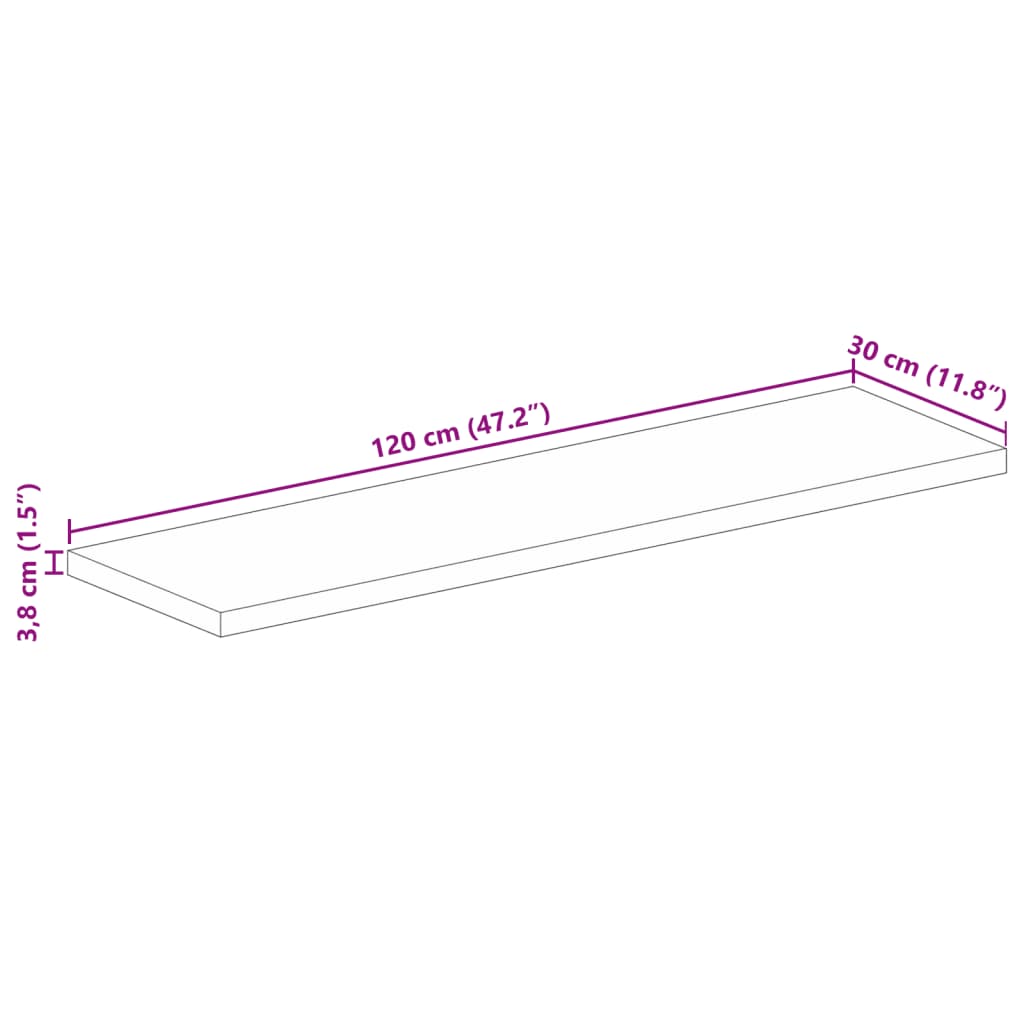 vidaXL Επιφάνεια Τραπεζιού Ορθογώνια 120x30x3,8 εκ. Ανακυκλωμένο Ξύλο