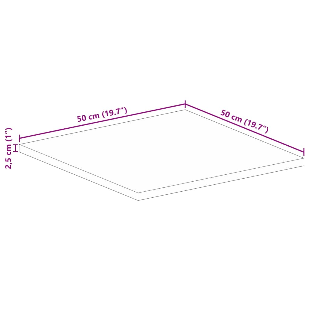 vidaXL Επιφάνεια Τραπεζιού Τετράγωνη 50x50x2,5 εκ. Μασίφ Ξύλο Μάνγκο
