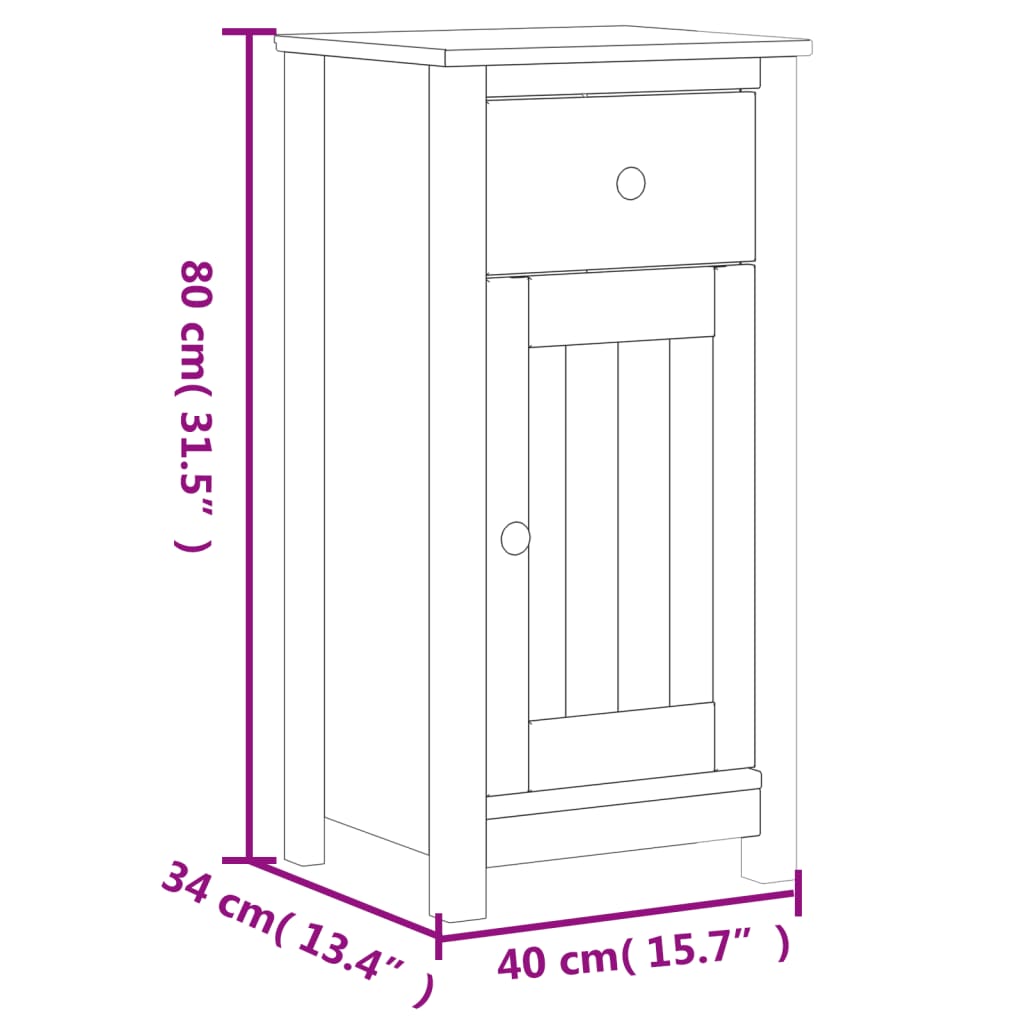 vidaXL Ντουλάπι Μπάνιου BERG Μαύρο 40 x 34 x 80 εκ. Μασίφ Ξύλο Πεύκου
