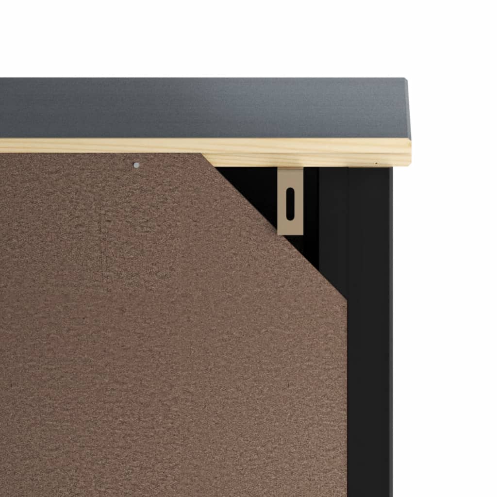 vidaXL Ντουλάπι Μπάνιου BERG Μαύρο 40 x 34 x 110 εκ. Μασίφ Ξύλο Πεύκου