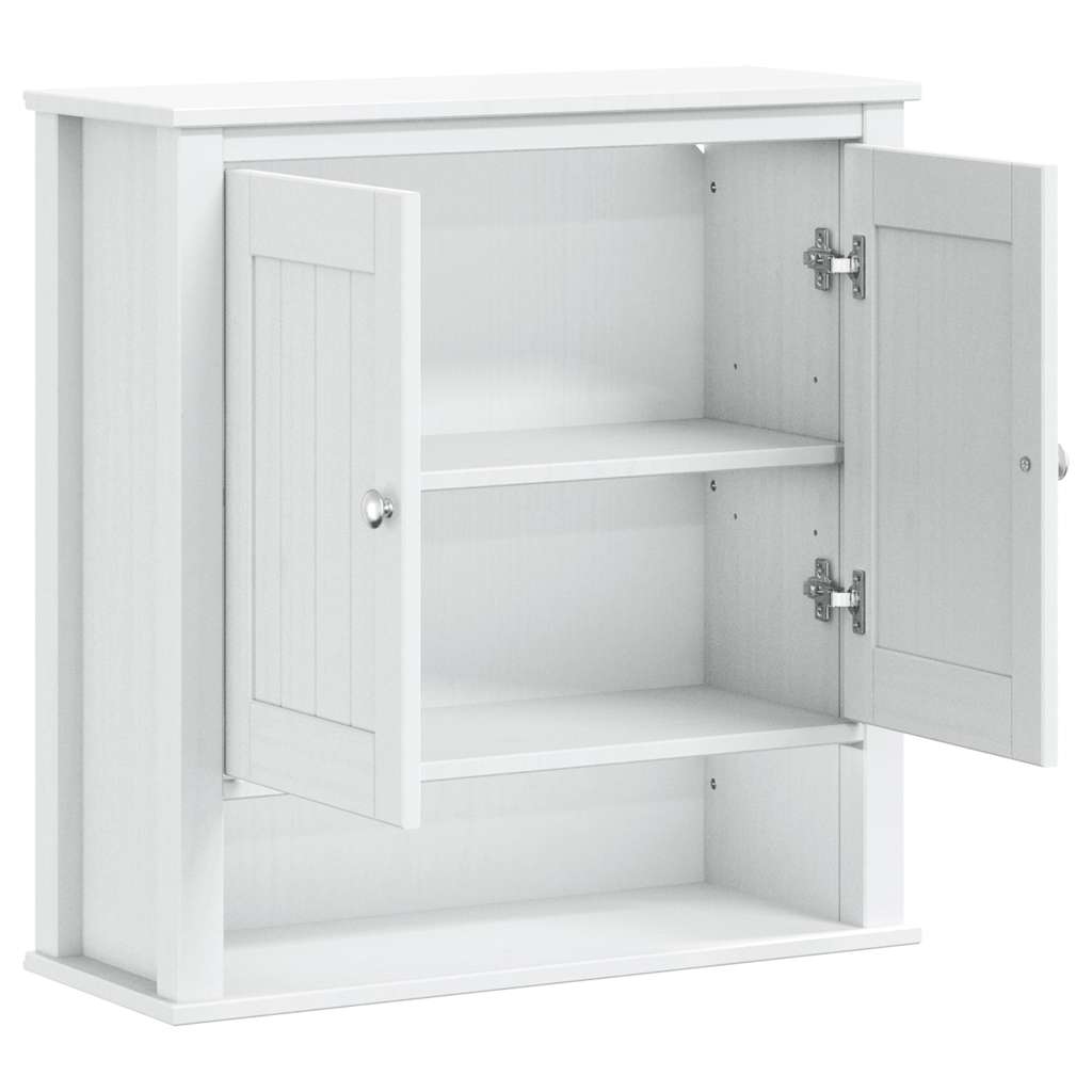 vidaXL Ντουλάπι Μπάνιου Επιτοίχιο BERG Λευκό 69,5x27x71,5εκ Μασίφ Ξύλο