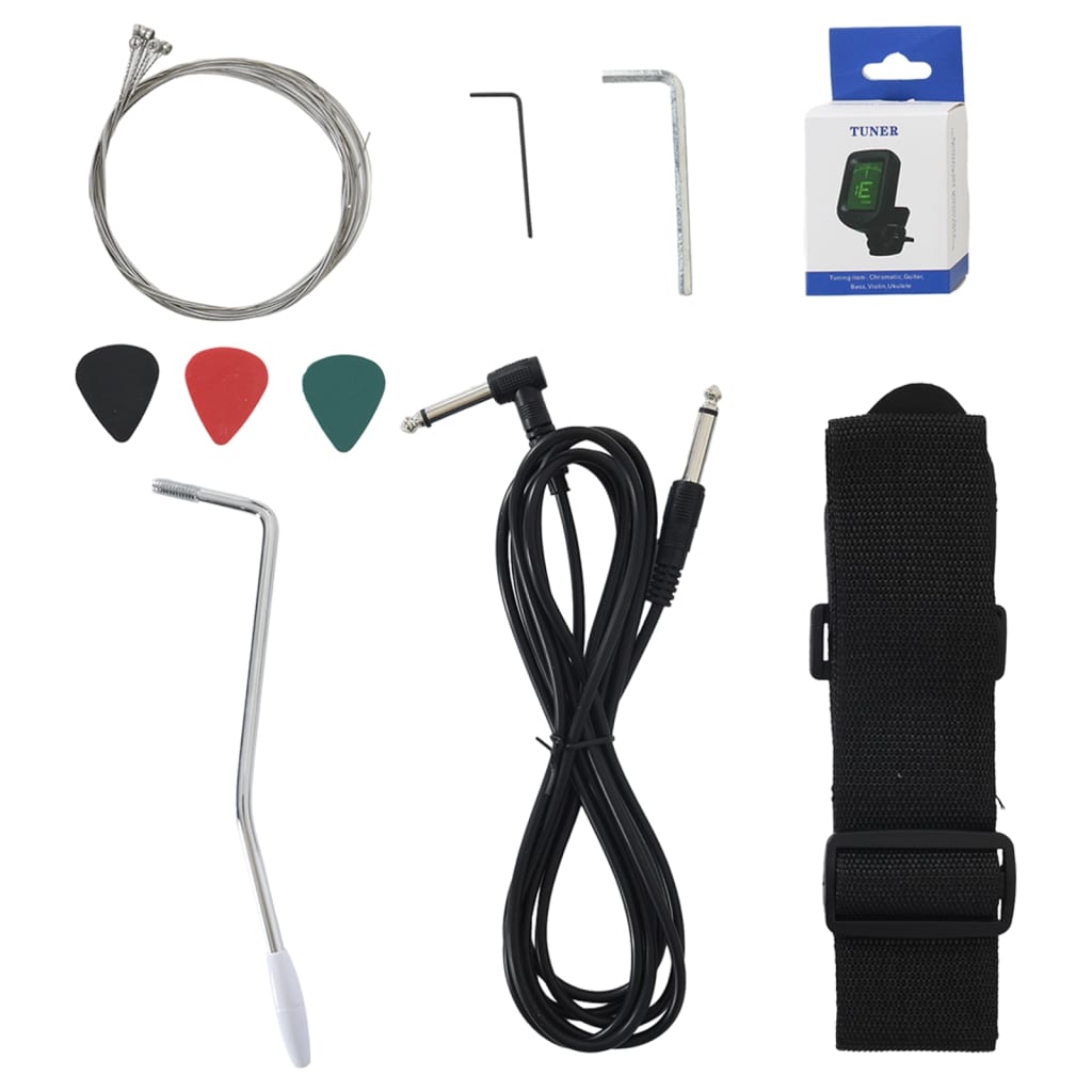 vidaXL Ηλεκτρική Κιθάρα για Αρχάριους Καφέ και μαύρο 4/4 39" με Θήκη