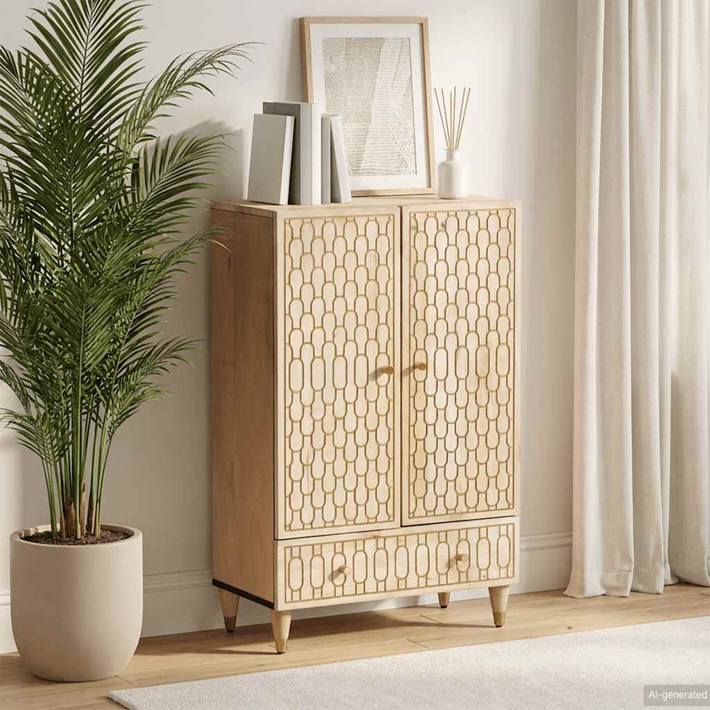 vidaXL Ντουλάπι 60 x 33 x 100 εκ. από Μασίφ Ξύλο Μάνγκο