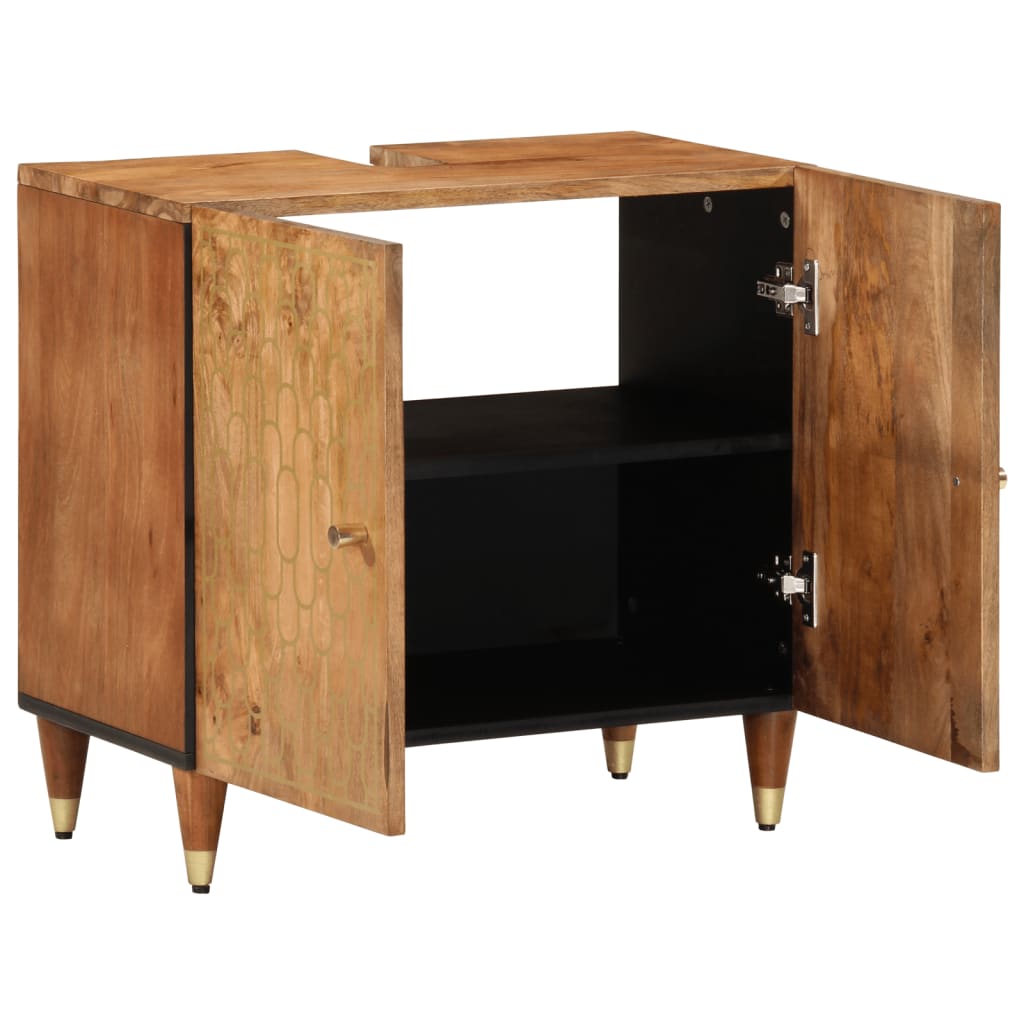 vidaXL Ντουλάπι Μπάνιου 62 x 33 x 58 εκ. από Μασίφ Ξύλο Μάνγκο