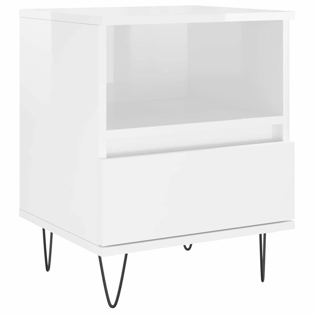 vidaXL Κομοδίνα 2 τεμ. Γυαλ. Λευκό 40 x 35 x 50 εκ. Επεξεργασμένο Ξύλο