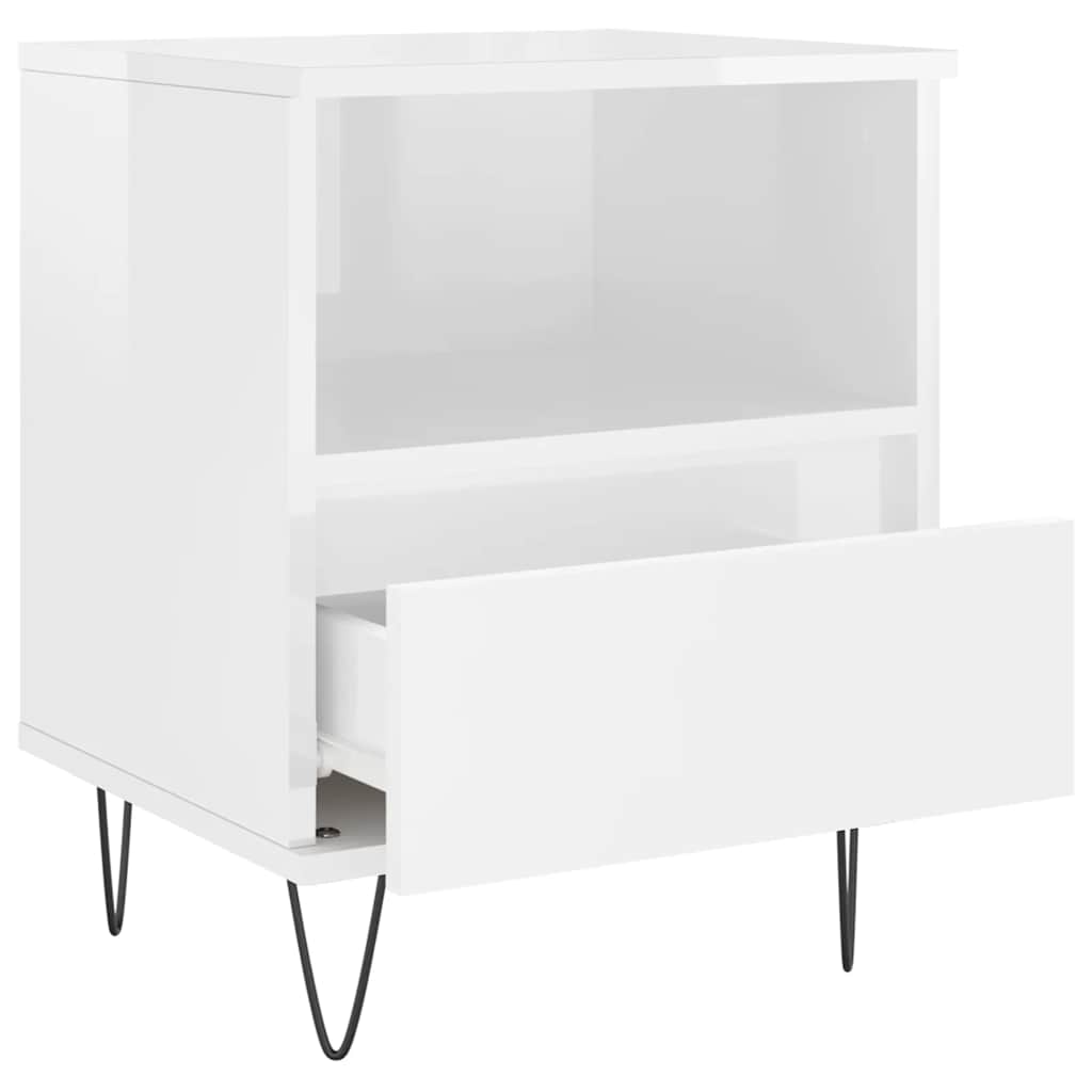 vidaXL Κομοδίνα 2 τεμ. Γυαλ. Λευκό 40 x 35 x 50 εκ. Επεξεργασμένο Ξύλο