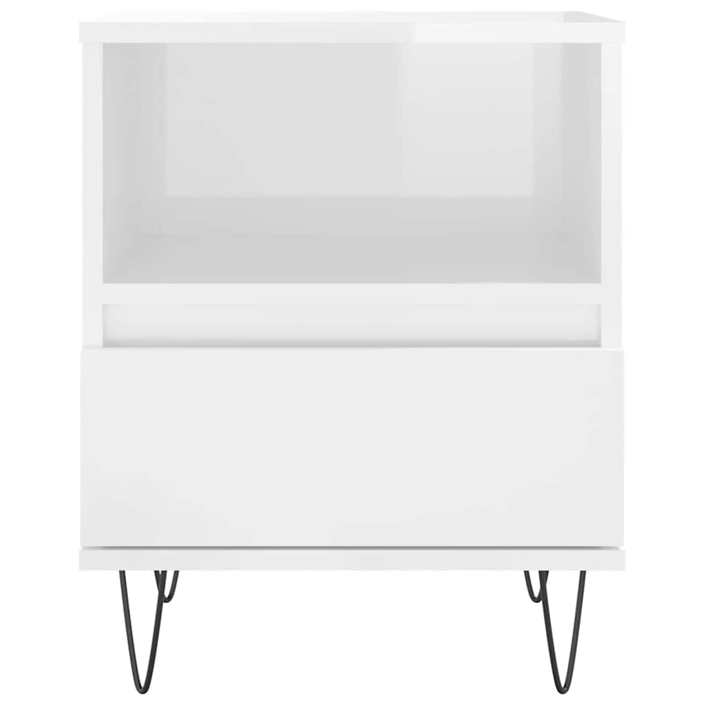 vidaXL Κομοδίνα 2 τεμ. Γυαλ. Λευκό 40 x 35 x 50 εκ. Επεξεργασμένο Ξύλο