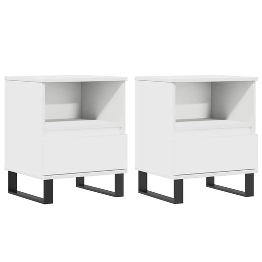 vidaXL Κομοδίνα Λευκά 2 τεμ. 40 x 35 x 50 εκ. από Επεξεργασμένο Ξύλο