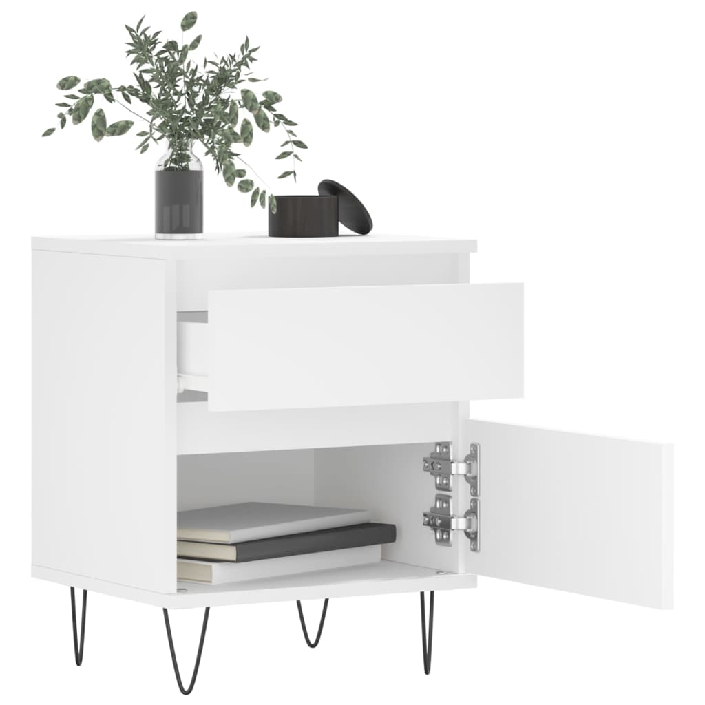 vidaXL Κομοδίνο Λευκό 40 x 35 x 50 εκ. από Επεξεργασμένο Ξύλο