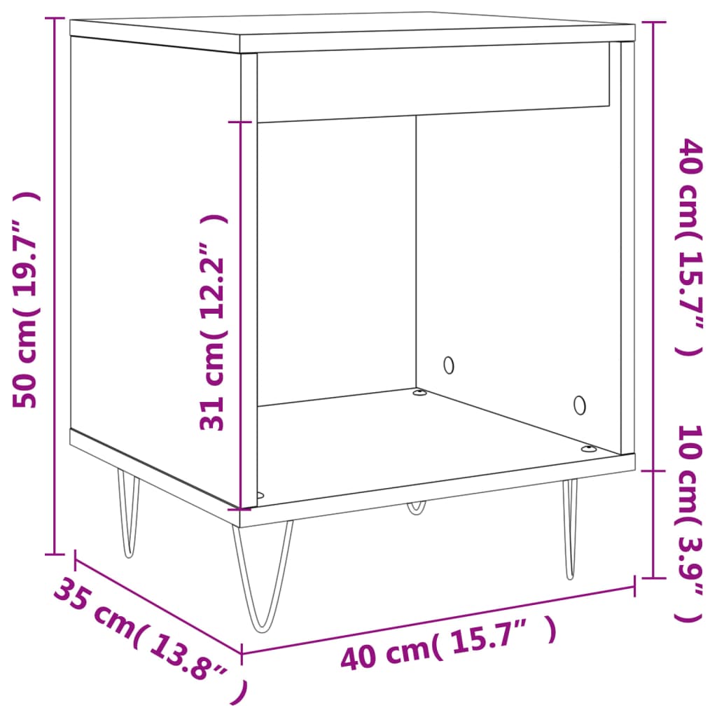 vidaXL Κομοδίνο Λευκό 40 x 35 x 50 εκ. από Επεξεργασμένο Ξύλο