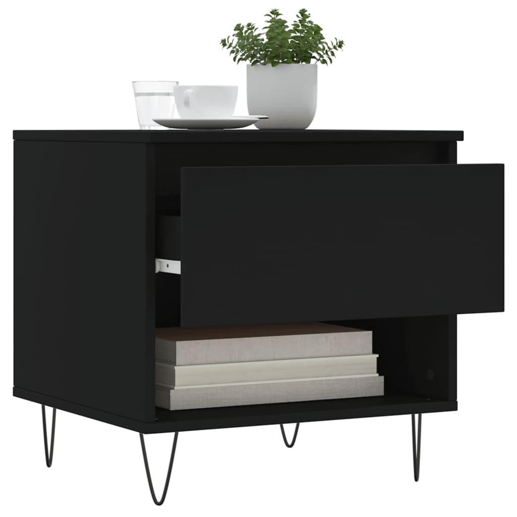 vidaXL Τραπεζάκια Σαλονιού 2 τεμ. Μαύρα 50x46x50 εκ Επεξεργασμένο Ξύλο