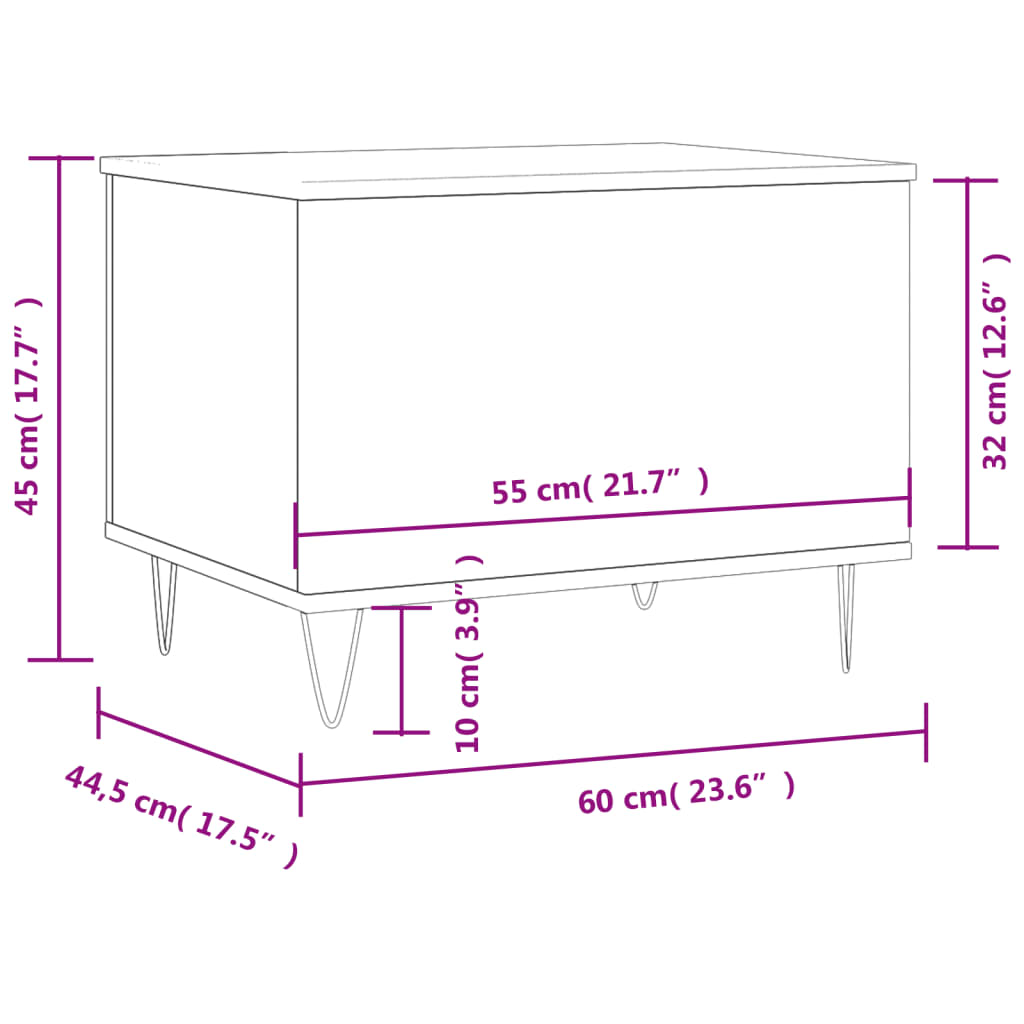 vidaXL Τραπεζάκι Σαλονιού Γκρι Σκυρ. 60x44,5x45 εκ. Επεξεργ. Ξύλο