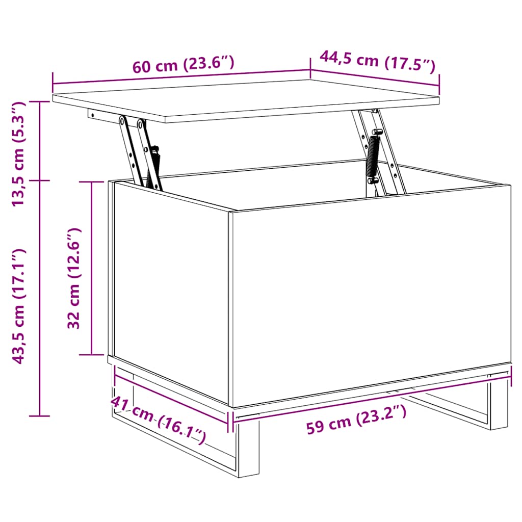 vidaXL Τραπεζάκι Σαλονιού Γκρι Sonoma 60x44,5x45εκ. Επεξεργασμένο Ξύλο