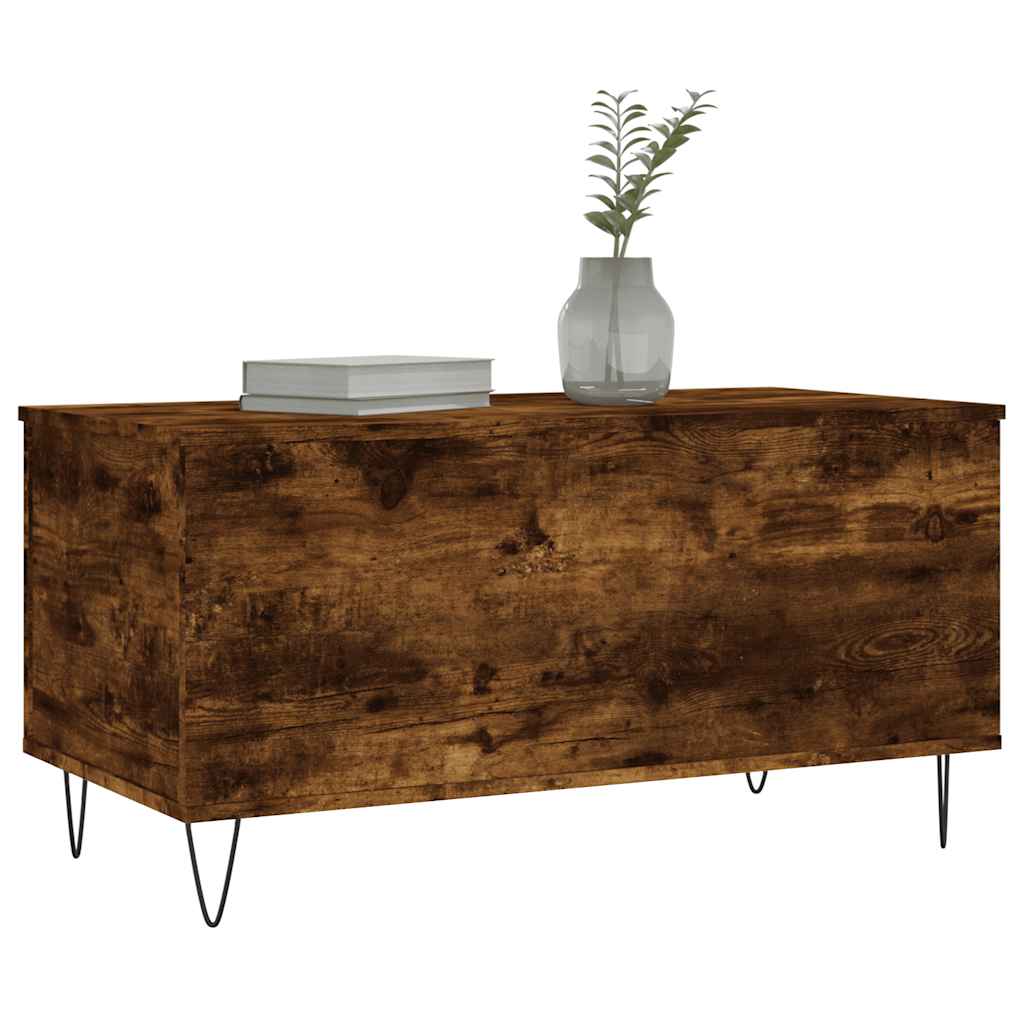 vidaXL Τραπεζάκι Σαλονιού Καπνιστή Δρυς 90x44,5x45 εκ. Επεξ. Ξύλο