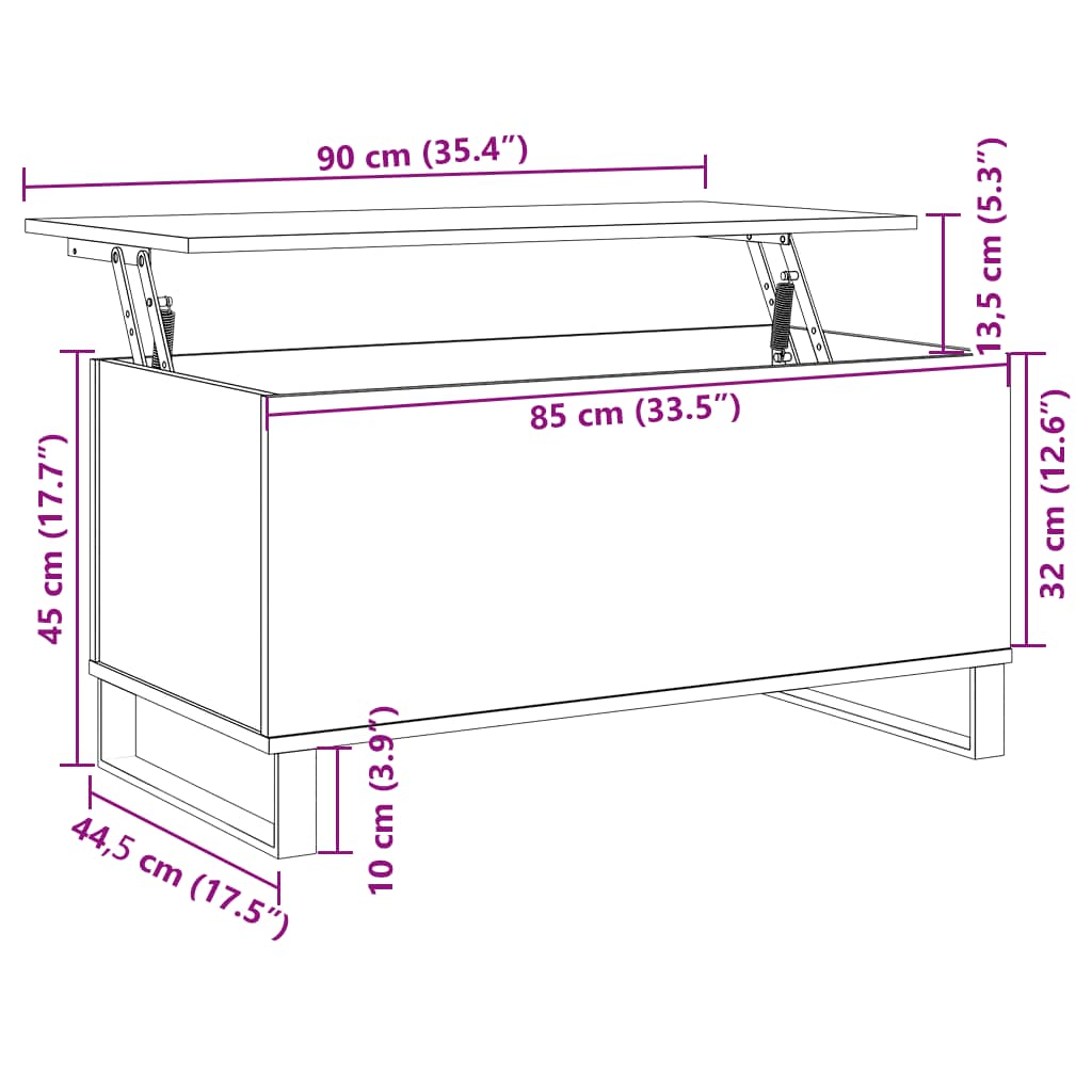 vidaXL Τραπεζάκι Σαλονιού Καφέ Δρυς 90x44,5x45 εκ. Επεξεργασμένο Ξύλο