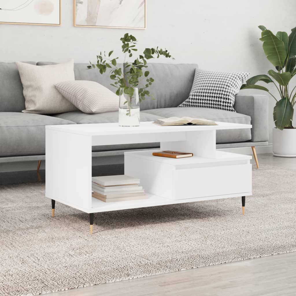 vidaXL Τραπεζάκι Σαλονιού Λευκό 90 x 49 x45 εκ. από Επεξεργασμένο Ξύλο