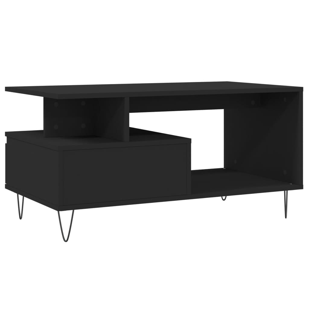 vidaXL Τραπεζάκι Σαλονιού Μαύρο 90x49x45 εκ. Επεξεργασμένο Ξύλο
