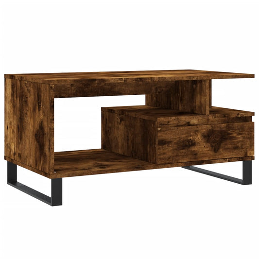 vidaXL Τραπεζάκι Σαλονιού Καπνιστή Δρυς 90x49x45 εκ. Επεξεργασμ. Ξύλο