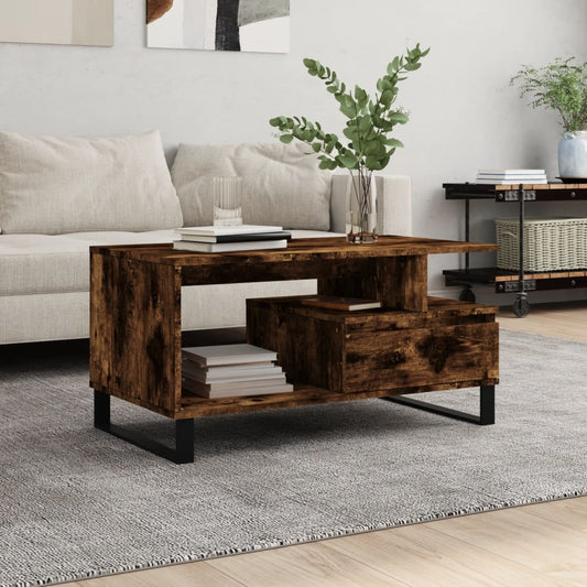 vidaXL Τραπεζάκι Σαλονιού Καπνιστή Δρυς 90x49x45 εκ. Επεξεργασμ. Ξύλο