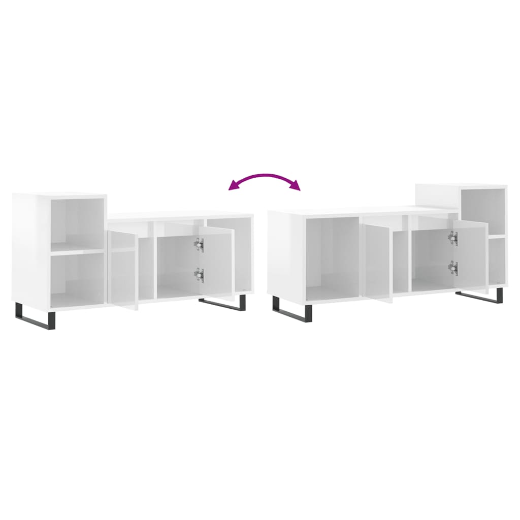 vidaXL Έπιπλο Τηλεόρασης Γυαλ. Λευκό 100x35x55 εκ. Επεξεργασμένο Ξύλο