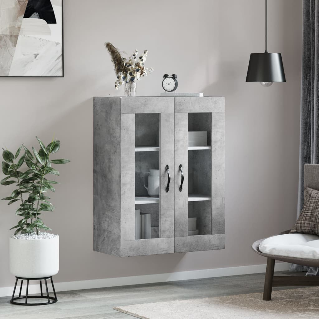 vidaXL Ντουλάπι Επιτοίχιο Γκρι Σκυροδεμ. 69,5x34x90 εκ. Επεξεργ. Ξύλο
