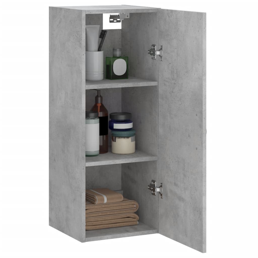 vidaXL Ντουλάπι Τοίχου Γκρι Σκυροδέματος 34,5x34x90 εκ. Επεξεργ. Ξύλο