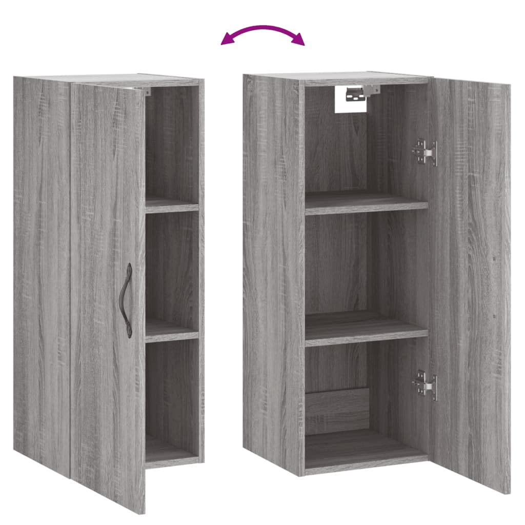 vidaXL Ντουλάπι Τοίχου Γκρι Sonoma 34,5 x 34 x 90 εκ. Επεξεργ. Ξύλο