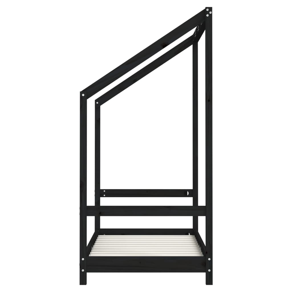 vidaXL Πλαίσιο Κρεβατιού Μαύρο70 x 140 εκ. από Μασίφ Ξύλο Πεύκου