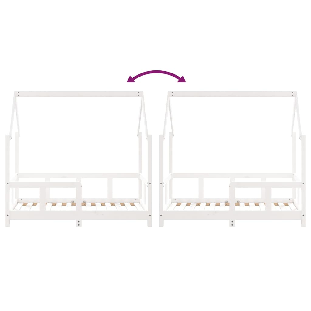 vidaXL Πλαίσιο Παιδικού Κρεβατιού Λευκό 70 x 140 εκ. Μασίφ Ξύλο Πεύκου
