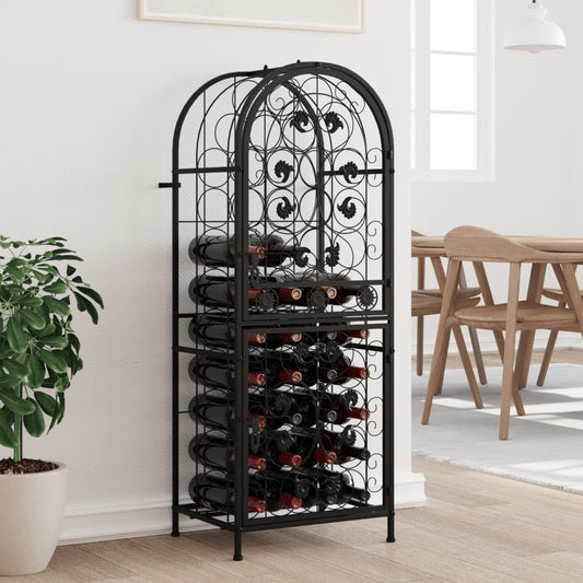 vidaXL Ραφιέρα Κρασιών 41 Μπουκ. Μαύρη 45x36x120 εκ. Σφυρήλατο Σίδερο