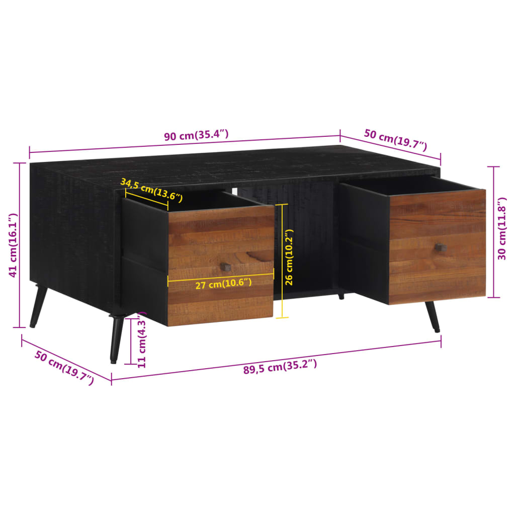 vidaXL Τραπεζάκι Σαλονιού 90x50x41 εκ. Μασίφ Ανακυκλωμένο Ξύλο Teak