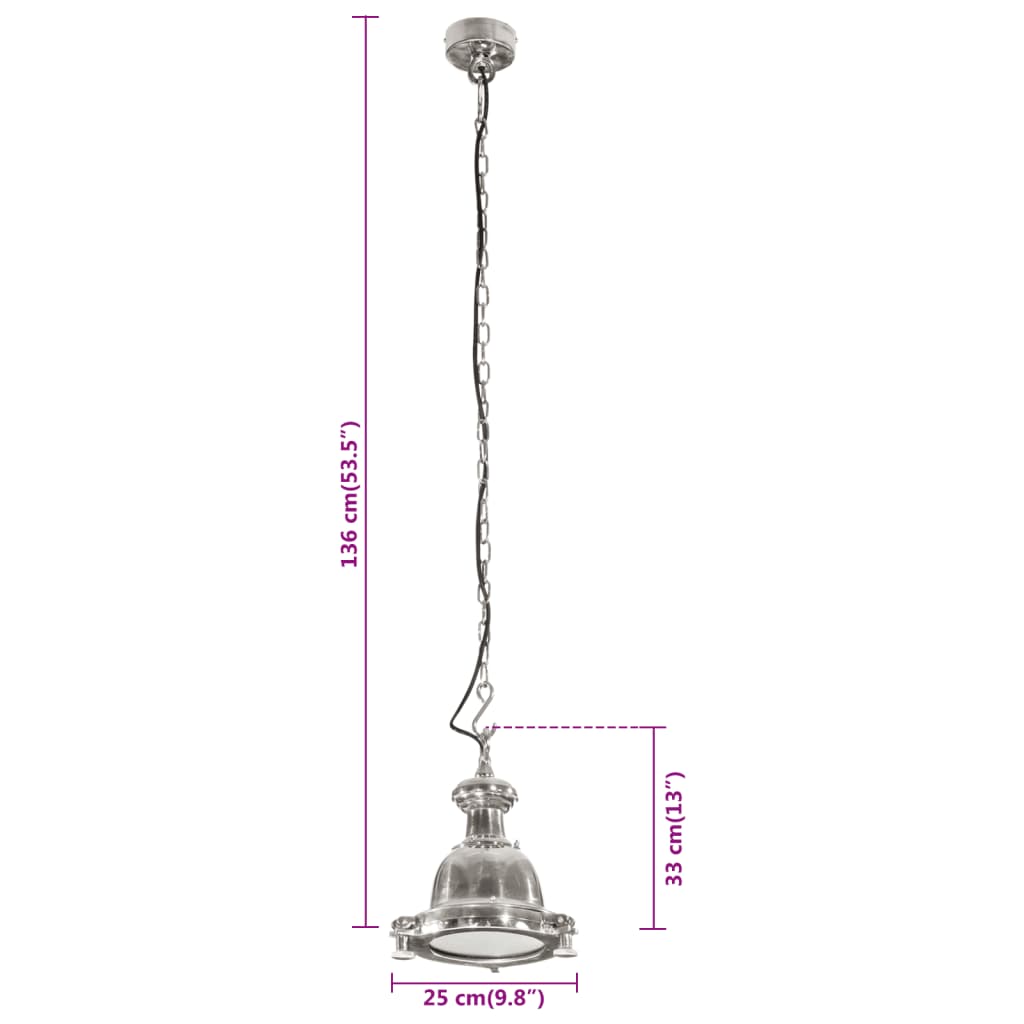 vidaXL Φωτιστικό Κρεμαστό 25 x 25 x 136 εκ. Αλουμινίου