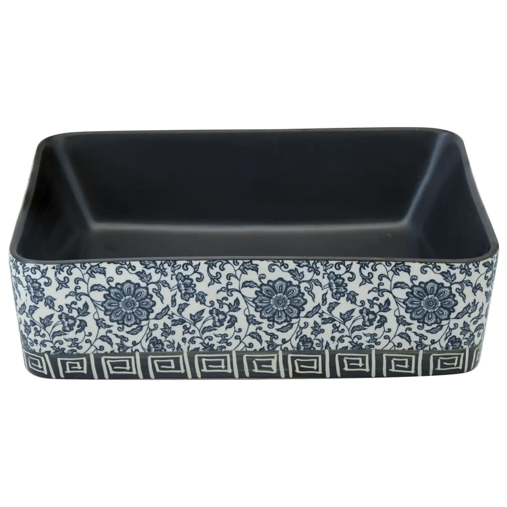 vidaXL Νιπτήρας Ορθογώνιος Μαύρος/Μπλε 46 x 35,5 x 13,5 εκ. Κεραμικός