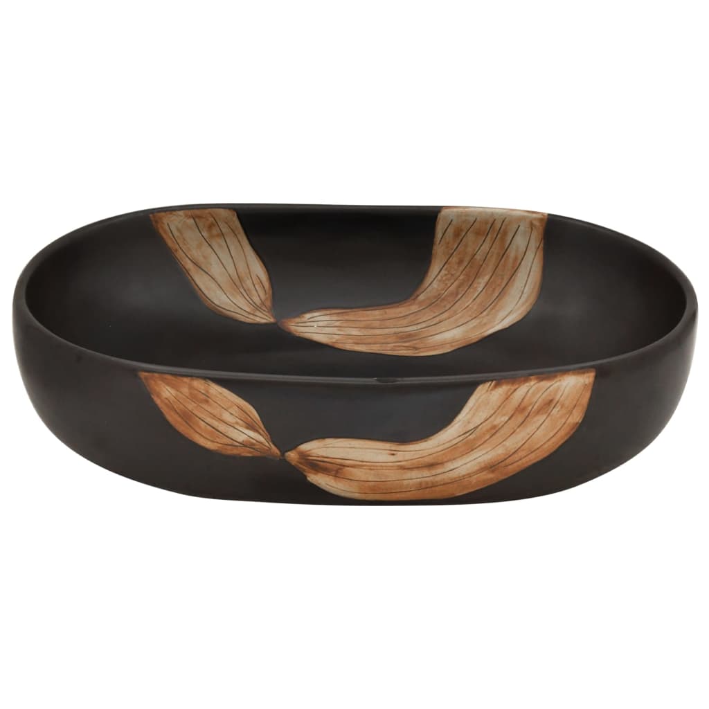 vidaXL Νιπτήρας Οβάλ Μαύρος 59x40x14 εκ. Κεραμικός