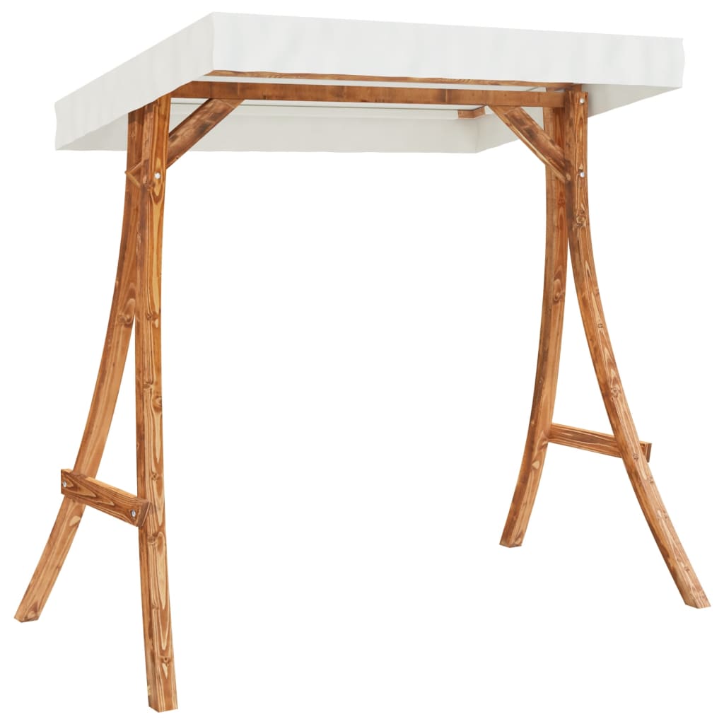 vidaXL Κουνιστή Καρέκλα με Μαξιλάρι και Σκίαστρο από Μασίφ Ερυθρελάτη