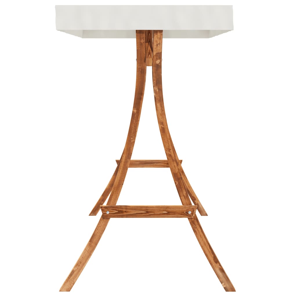 vidaXL Κουνιστή Καρέκλα με Μαξιλάρι και Σκίαστρο από Μασίφ Ερυθρελάτη