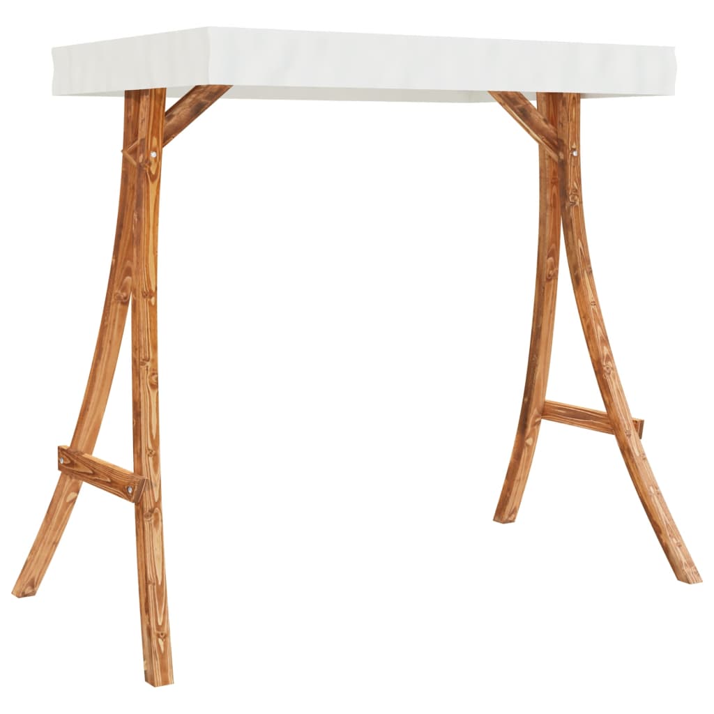 vidaXL Κουνιστή Καρέκλα με Μαξιλάρι και Σκίαστρο από Μασίφ Ερυθρελάτη