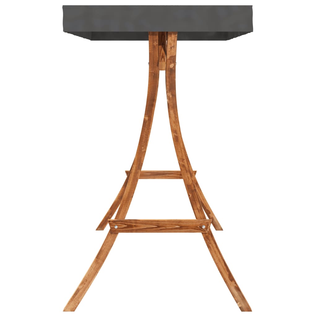 vidaXL Κουνιστή Καρέκλα με Μαξιλάρι και Σκίαστρο από Μασίφ Ερυθρελάτη